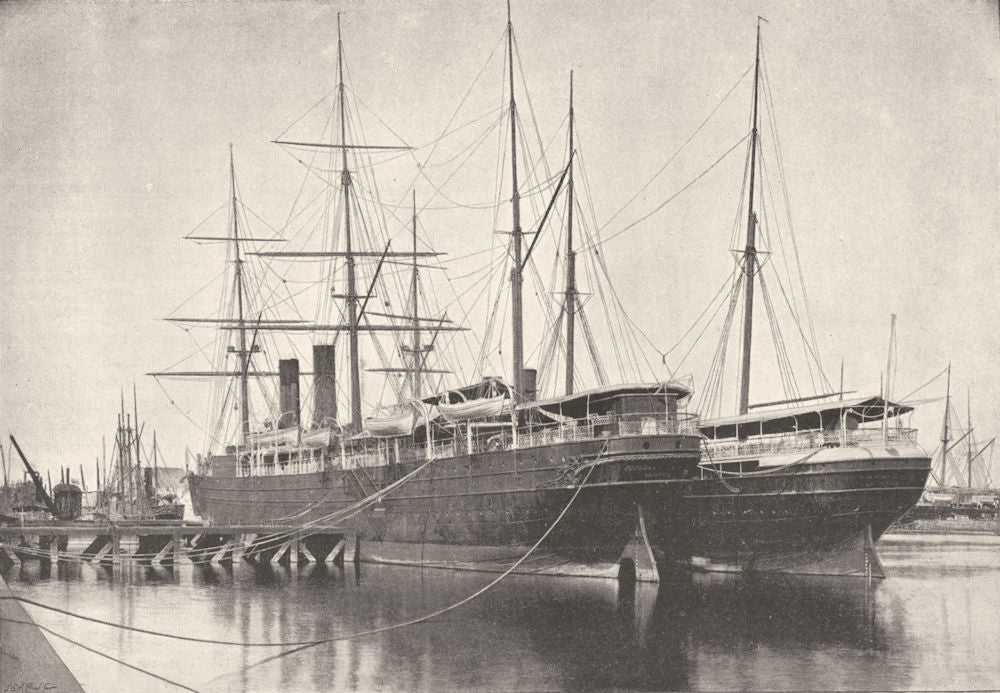 LOIRE- ATLANTIQUE. St- Nazaire. Transatlantiques en Charge 1895 old print